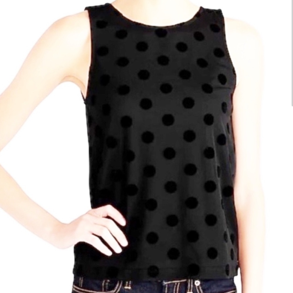 J. Crew NWT Black Velvet Polka Dot Tank - XXL